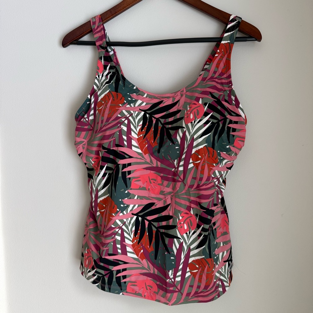 Duluth Trading Co. Women's Suit Up Swim Built-in Bra Tankini Top Size 14